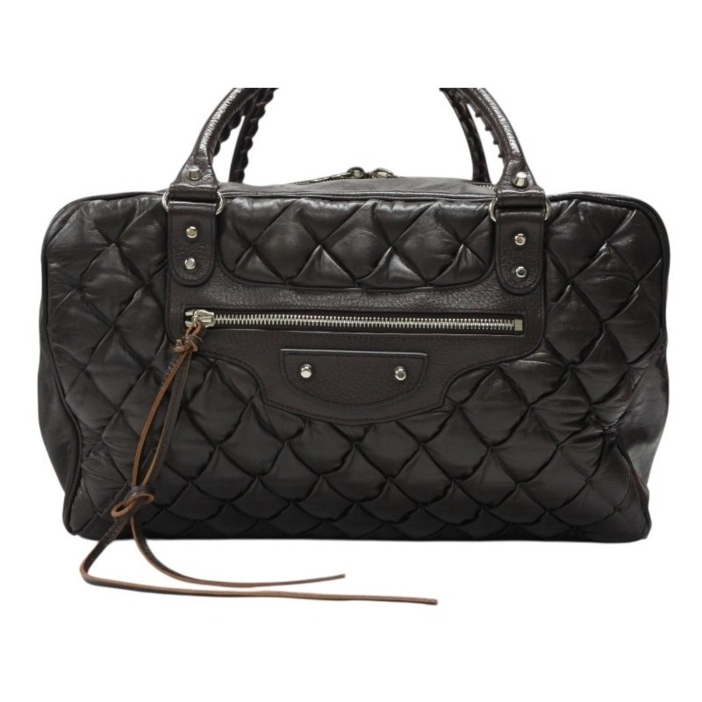 BALENCIAGA Matelasse City Handbag Brown Leather - Picture 2 of 9